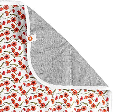XKKO - wasserdichte & waschbare Wickelunterlage (70x50cm) Farbe Rote Mohnblumen