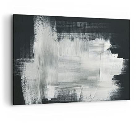 Wandbilder Dekoration Wohnzimmer Abstraktion Schwarz Weiß Bilder auf Leinwand 120x80cm Leinwandbild Schlafzimmer Küche Deko Wand Kunstdruck Art Groß XXL Wanddeko Bild Wall Decor Canvas AA120x80-4173
