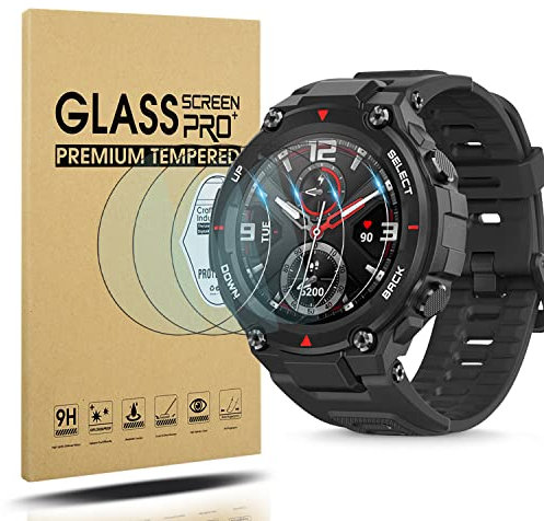 Diruite 4 Pack Compatible con Amazfit T-Rex 2 Cristal Templado Protector Pantalla,HD 9H Dureza Antiarañazos Protective Film para Amazfit T-Rex 2 Cristal Protector