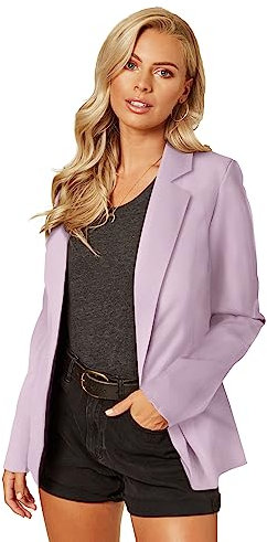 UNIQUE 21 Damen Ein-Knopf Boyfriend Blazer für Arbeit Casual – Damen Jacken Outfits Anzüge für die Arbeit, Flieder, 46