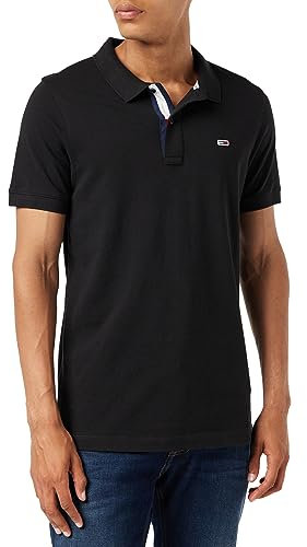 Tommy Jeans Tjm Slim Placket Polo Dm0dm15370 Polos de Manga Corta, Negro (Black), XS Hombre