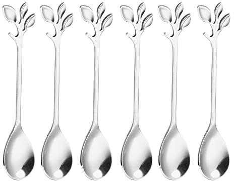 6 Pièces Cuillères en Acier Inoxydable Cuillères à Café Cuillères à Café Cuillères à Crème Glacée Cuillères à Gâteau Cuillères à Dessert Petites Cuillères Brillantes et hautement polies. (Argent)