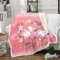 Homewish Kawaii Hasen Kaninchen Sherpa Decke für Mädchen Kinder Nette Ebene Decke, Schöne Gitter Wurf Decke für Sofa 150x200cm Multicolor Blumen Vlies Decke, Rosa Liebe Herz Druck Plüsch Decke