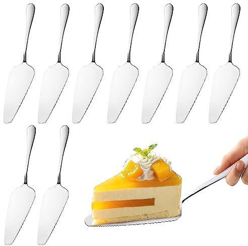 10 pcs Pelle à Tarte Argent, Pelle à Tarte en Acier Inoxydable avec forme dentelée, Pelle à Gâteaux pour Cuisine Restaurant Fête, Pelle à Gâteau Mariage, Pelle Gateau Inox lavable au lave-vaisselle