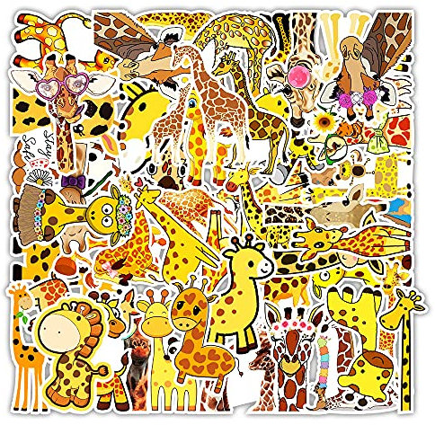 Giraffe Aufkleber Giraffen Sticker Set 50 Stücke Niedlich Deko für Auto Laptop Skateboard Fahrrad Moped Motorrad Fahrrad Computer,Geeignet für Erwachsene Kinder