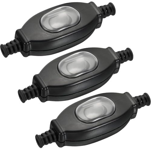 Greluma 3 Stk Wasserdichter Inline-Kabelschalter, EIN-Aus-Kabel-Lampen-Wippschalter, 3A 250 V AC-Geräteschalter, Lampenkabel-Kabelschalter