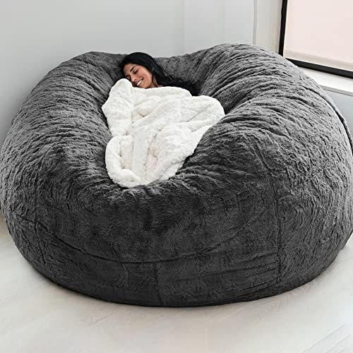 CalmGeek Startseite Schwamm Bett Sitzsack Stuhlbezug Schonbezug Doppelschlafzimmer Balkon Große Couch Runder weicher Flauschiger Bezug Keine Füllungen Nur Bezug