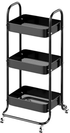 Rollwagen aus Metall, drehbarer mobiler Aufbewahrungswagen, Küchenrollregal mit 4 Rollen, mehrschichtiger Buchwagen, Badezimmer-Drehregal, Rollaufbewahrungs-Organizer, für Küche, Badezimmer