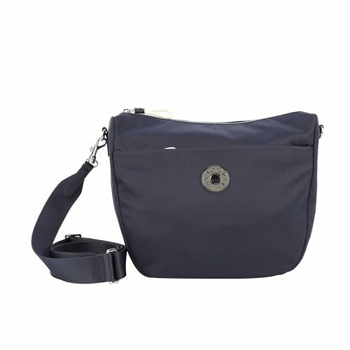 Joop! Jeans - Umhängetasche mit Reißverschluss, Schultertasche in Dunkelblau mit silbernen Details, Maße 31x28x12 cm