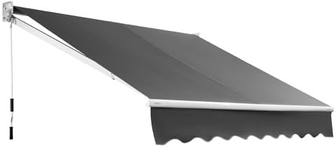 HOMASIS Toldo Retráctil de Pinza Con Protección UV y Contra el Agua, Manivela, Ángulo Ajustable 40-100°, Brazo Articulado Para Balcón, Jardín y Terraza (295x250cm, Gris)