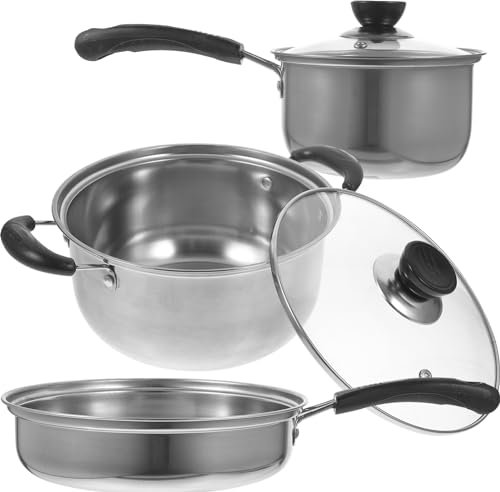 HOLIDYOYO 1set Pentole Acciaio Inossidabile Per Cucina Latte Zuppa Padella Design Ergonomico Facile Da Pulire Riscaldamento Rapido e Uniforme