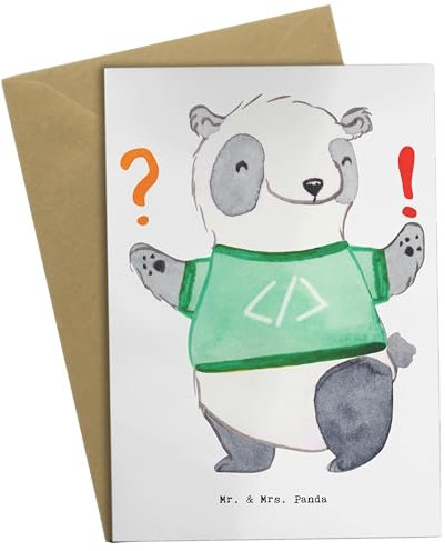 Mr. & Mrs. Panda Grußkarte Programmierer Herz - Geschenk, Abschied, Softwarentwickler, Ansichtskarten, Softwareingenieur, Computerfreak, Problem