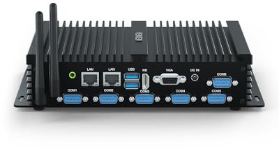 Industrie Mini PC Lüfterlos Core i7 8550U, Industrie Computer WIN11 Pro Rugged Desktop Computer 2.5G LAN, 8GB RAM 256GB SSD, VGA + HD 4k Output, 6X RS232 COM, WiFi, BT4.0, Metallgehäuse