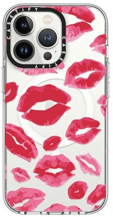 CASETiFY Clear iPhone 13 Pro Case [Not Yellowing / 6.6ft Drop Protection/Compatible with Magsafe] - Lipstick Kisses - Clear