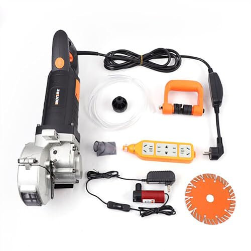NaMaSyo Fresa elettrica da parete, 4800 W, fresa a scanalatura, fresa da parete, fresatrice elettrica, 6000 giri/min, con aspirazione della polvere e 5 lame per sega a 360°