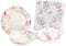 Set 18 Piatti Tema Fiori Pastello in Porcellana d'autore Nàvel 6 Fondi Ø 21,5 cm, 6 Piani Ø 19,5 cm e 6 Piani Ø 26,5 cm con Elegante Scatola Litografata
