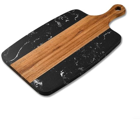 Planche à découper fonctionnelle et esthétique avec combinaison bois et marbre (noir)