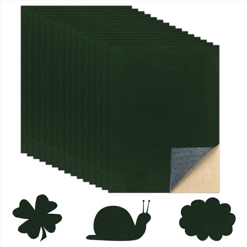 MOSTFUN 15 Stück Selbstklebende Velvet Filzstoff Samt Selbstklebend Stoff Rückseite Kleber Filz für Schmuckkästchen Schubladeneinlagen Heimdekoration Kunsthandwerk 210 x 300mm (Grün)