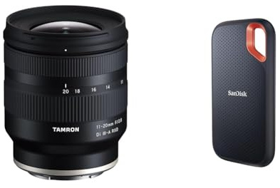 TAMRON B060 11-20mm F/2.8 Di III-A RXD, Objektiv für Sony E-Mount (APS-C), Schwarz, Weitwinkel & SanDisk Extreme Portable SSD 4 TB