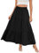 Timuspo Maxi Rock Midi A-Line Elegant Plisseerock für Damen Lang Schwarz Einfarbig Sommer Strandrock Flowy Black Skirt M