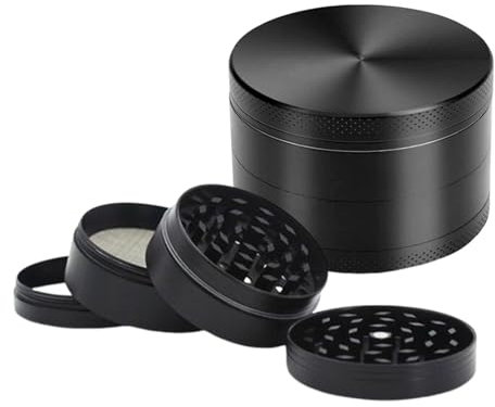 Dinghaole Grinder, Broyeur d'herbes, Grinder Moulin à Épicé en Zinc Alliage, Metal Hand Grinder avec tamis et dessus magnétique pour Le Broyage D'herbes Épices Plantes Feuilles