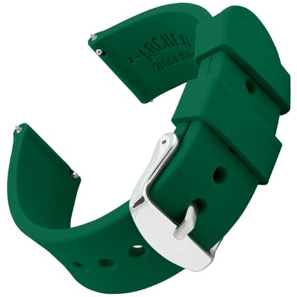 Archer Watch Straps - Correas de Reloj de Silicona Suave de Liberación Rápida (Verde Botella, 22mm)