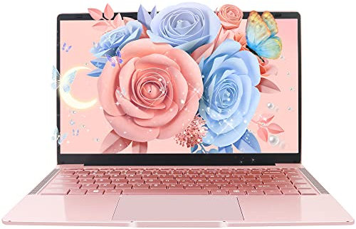 Fsjun Ultra Thin and Portable 14 Rose Gold Laptop, Celeron J4125, 8GB RAM, 128GB SSD, Win11 Pro/Office 2019, FHD IPS Display, 180° Hinge/HDMI/WiFi/BT/USB 3.0, For Travel, Work, Study (128GB SSD)