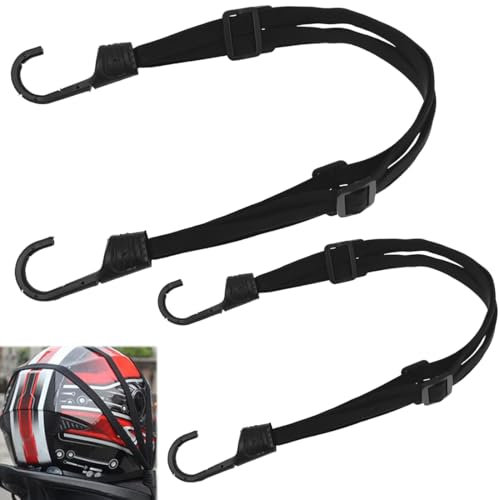 SGERUFZ 2 Pezzi Cinghia Elastica con Ganci, Regolabile per Bicicletta Moto, Fissaggio Casco Bagagli Borsa a Tracolla