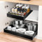 ICARE Teleskopschublade, Einstellbare Breite 32-52cm, Hochwertiger Kohlenstoffstahl Schubladen Organizer Küche, Pull Out Cabinet Drawer Organizer, 2 Stk Schwar