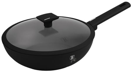 Berlinger Haus Wokpfanne mit Deckel | 28 cm TitanPro Antihaftoberfläche Matte Black Collection | Ergonomischer Griff | Induktionsgeeignet