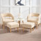 Sessel Loungesessel Ohrensessel mit Hocker und Runde Rückenlehne, Modern Teddy Samt Fernsehsessel Relaxsessel Cocktailsessel Lesesessel Polstersessel für Wohnzimmer/Schlafzimmer, Bis 150kg, Beige (2)