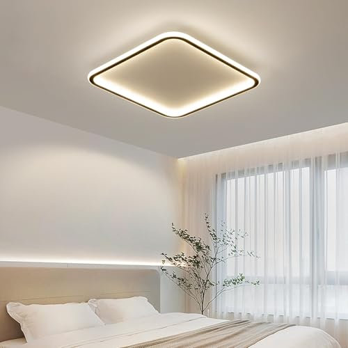 Mikeru 3000K Zeitgenössische Deckenleuchte, 40CM LED Quadratische Deckenbeleuchtung Warmweiße Deckenleuchte Badezimmer Deckenleuchten ohne Fernbedienung für Wohnzimmer, Treppenhaus