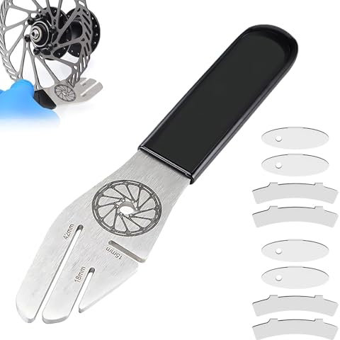 CAAGGMM Fahrrad Bremsscheiben Einsteller, Edelstahl Fahrrad Bremsscheiben Richtwerkzeug mit 1 Scheibenbremsenschlüssel, 4 Ovalen und 4 Gebogenen Einstellschlüsseln, fur Bike Repairing
