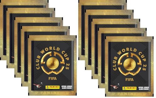 Panini Fifa Club World Cup 25 Fussball Sticker - 10x Stickertüten 10 Packs Fussball Sticker Sammel-Tüten Weltmeisterschaft 2025 und BB-Toy-Trades Toploader