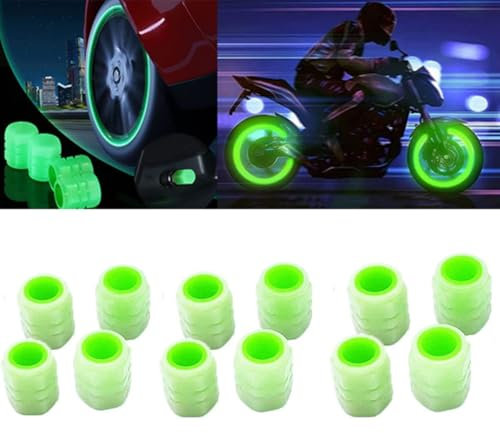 4/8/12 Stück Universal fluoreszierende Autoreifenventilkappen, Autoreifenventilkappen, Autoreifenkappen, Autoreifen-Reifen-Luftventilschaft, LED-Lichtkappen, leuchtet im Dunkeln, für Auto/LKW/Motorrad