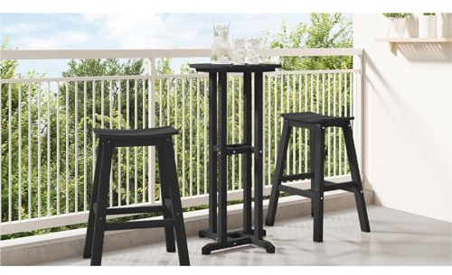 SKTQYQO Schwarzer Bartisch 55 x 55 x 107 cm HDPE quadratisch für den Außenbereich mit Tischplatte aus Metall und stabilen Beinen für Garten Terrasse Bar-Tisch Schwarz 55 x 55 x 107 cm HDPE, mit seiner