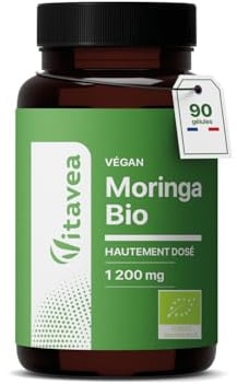 Moringa BIO 1200mg – 90 Gélules Végétales - Vitamines & Minéraux | Extrait de feuilles Moringa Oleifera Bio - Superaliment antioxydant - Cure 30 Jours - Fabriqué en France - Vitavea