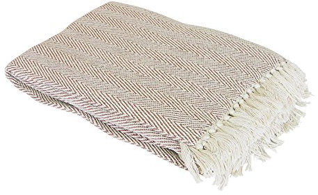 Como Überwurf Decke für Stuhl/Bett oder Sofa, 100 Prozent Baumwolle, beige, 170 x 200 cm
