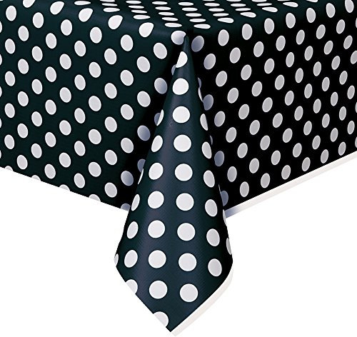 Mantel de Plástico a Lunares - 2,74 m x 1,37 m - Negro