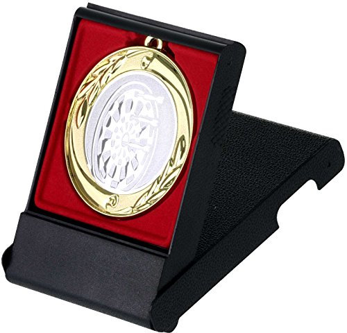pokalspezialist Dart Medaille mit Etui zum Aufstellen Bronze 70mm Metall