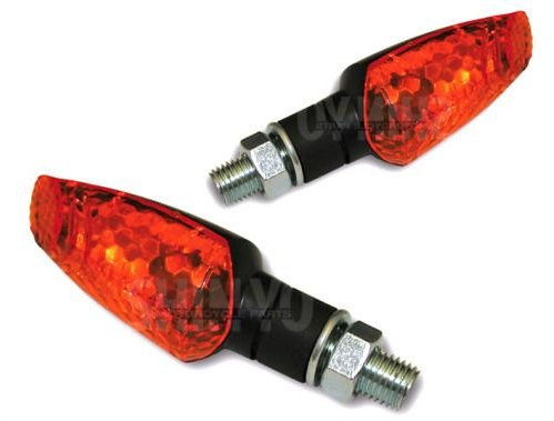 SHIN YO Blinker PEARL E-geprüft, Schwarz, 12V 21W BAY9S, M10 Gewinde, Halogen Mini-Blinker passend für Motorrad, Blinker Set, Paar