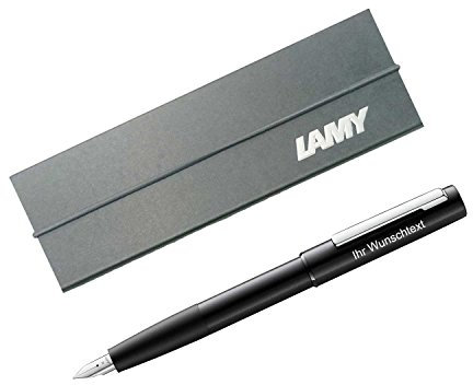 Lamy Füllhalter aion Modell 077, Feder M, inkl. Laser-Gravur, Farbe black (schwarz)
