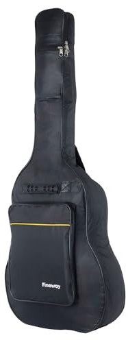 FiNeWaY Durable Black Padded Full Size 42 Inch Guitar Bag Carry Case - Protective Waterproof Cover for Acoustic Classical and Electric Guitars