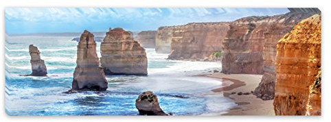 PICSonPAPER Leinwandbild Küste Australien 12 Apostel, 90 cm x 30 cm, Dekoration, Kunstdruck, Wandbild, Geschenk, Leinwand Natur (Australien)