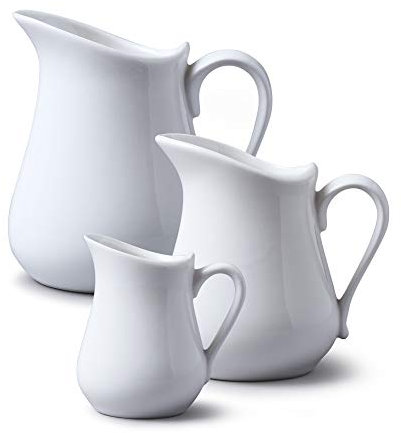 WM Bartleet & Sons 1750 TSET21 Crémiers à Ventre Traditionnel en Porcelaine, Blanc, 100ml/300ml/450ml, Lot de 3