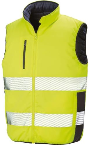 Result Safeguard - Veste réversible sans Manches - Homme (XL) (Jaune Fluo/Bleu Marine)