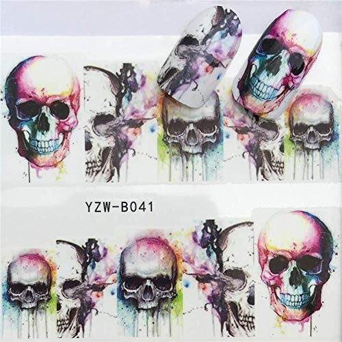 Halloween Nail Art Stickers Water Transfer Decal 3D Skull Nail Art Sticker Manicure Tool for Halloween Party