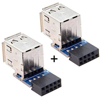 cablecc 2 x 9-polige / 10-polige Motherboard-Buchsenleiste auf Dual-USB-2.0-Buchse, vertikaler Typ