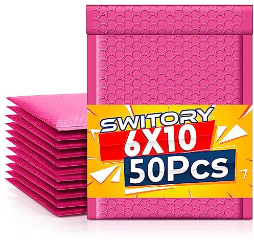Switory 50 pcs A5 15,3 cm x 22,9 cm Poly Bubble Mailers Enveloppes Rembourrées Bulle Doublé Poly Mailer Auto-scellant Sarcelle pour Emballage Rose