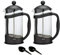 1 Litre Black Plastic Cafetiere French Press Pot (Makes 8 Cups) - Set of 2